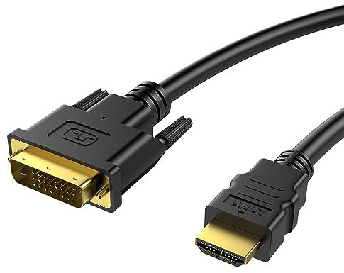 Loryi Câble HDMI vers DVI Bidirectionnel 1,8 m, Adaptateur Mâle vers Mâle, Compatible avec Raspberry Pi, Roku, Xbox One, PS4 PS3, Prend en Charge 1080p Full HD