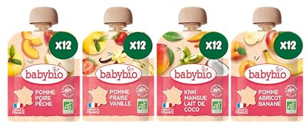 Babybio - Gourdes Multiparfums fruits - BIO - 6+ mois - 8x90g - Lot de 6
