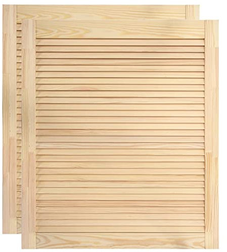 Tidyard Lamellentüren Lamellentür 2 STK.Möbeltür Schranktür Offene Lamellen Holztür Möbel Tür Innentür Zimmertür Einbauschrank 61,5 x 49,4 cm (H x B) Kiefer-Massivholz