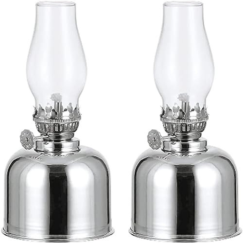 Moddeny Linterna de lámpara de aceite, lámparas de aceite de vidrio de metal de 7,48 * 3,34 pulgadas Lámpara de queroseno retro para interiores Lámpara de aceite de escritorio a prueba de viento