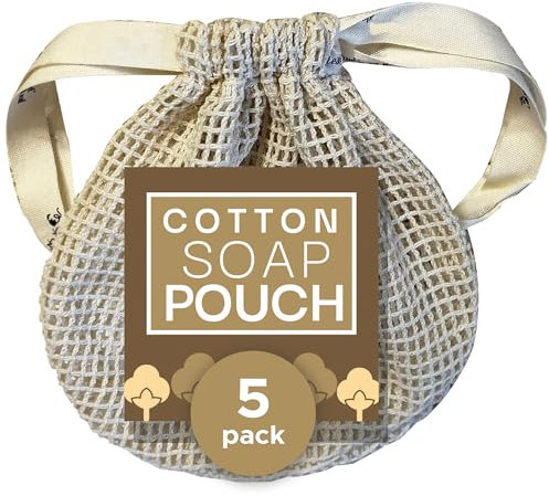 Whiffkitch Lot de 5 pochettes à savon – Porte-savon polyvalent et économiseur de savon, sacs à savon essentiels de voyage – Pochette à savon en maille, barre de savon luffa et porte-savon de douche,