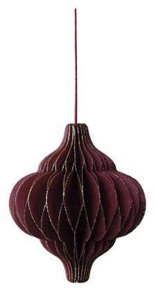 coopz Papier Weihnachtsschmuck Orient Weihnachtskugel Anhänger 11 cm Christbaum, Farbe:Bordeaux