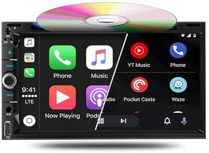 BOOMBOOST Stéréo de Voiture sans Fil CarPlay et Android Auto avec Lecteur CD/DVD, Écran Tactile Double Din de 6,95 Pouces Autoradio Prise en Charge du Lien Miroir Bluetooth AM/FM USB/TF/AUX