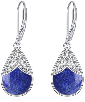 VONALA Tropfen-Ohrringe, Sterlingsilber, filigran, irische keltische Tropfen-Ohrringe, Schmuck, Geschenke für Damen und Mädchen (Lapislazuli Ohrringe)