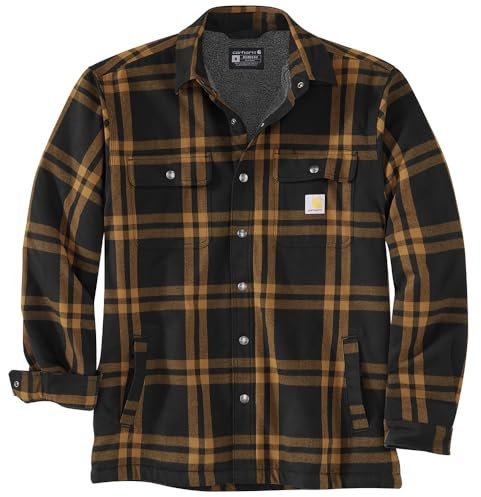 Carhartt Chemise standard en flanelle doublée Sherpa pour homme, coupe décontractée, noir