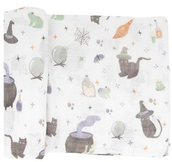 Little Unicorn - Premium 100% Baumwoll-Musselin Pucktuch - atmungsaktive Babydecke - handgemalte Designs - 1 Stück - 120 x 120 cm (Cats and Cauldrons)