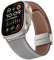 HITZEE Compatible with Apple Watch Strap 49mm 46mm 45mm 44mm 42mm, Genuine Leather Band with Magnetic Clasp Replacement Straps Designed for Apple Watch Ultra 2 Ultra Series 10 9 8 7 SE 6 5 4 3, Gray