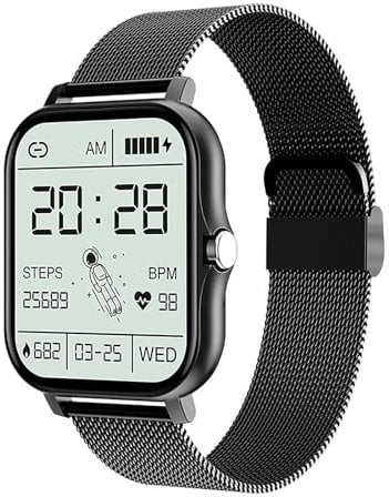 Lvpradior Health and Fitness Tracker, IP67 Waterproof Smartwatch with Blood Oxygen, Blood Pressure, 24/7 Heart Rate and Sleep Tracking, Bluetooth Call, Music Playback, Reminder Function (Black)
