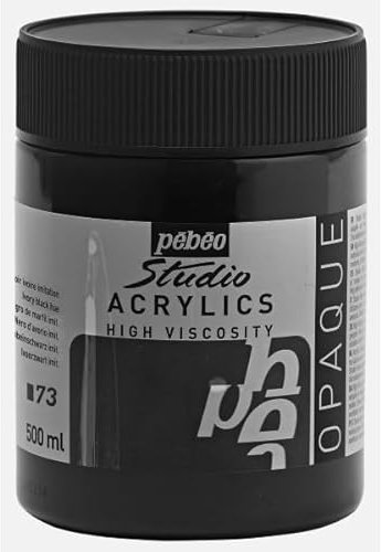 PEBEO Studio Peinture acrylique fine – Peinture acrylique à haute viscosité, polyvalente et adhérente, idéale pour la peinture acrylique mate satinée, pot de 500 ml – Gris chaud