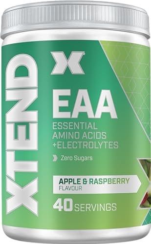 Scivation XTEND EAA Amino Acids Powder|Apple and Raspberry|40 Servings for Hydration and Fitness Performance|9 Essential Amino Acids + Added Electrolytes Recovery Powder to Hydrate, Repair, Recover