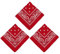 FUIPVGI 3 Stück Bandana Damen Herren, Halstücher für Herren, Halstuch Kopftuch Paisley Muster Headwear Haar Schal Ansatz Handgelenk Kopf Band Kopf Bindung Mode Accessoires (Rot)