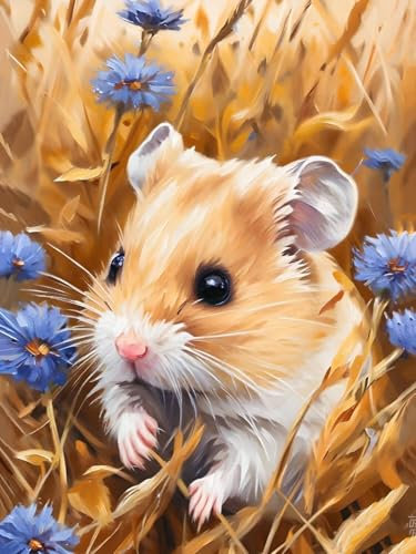 Dooqon Malen Nach Zahlen Erwachsene Hamster 70x90cm DIY Handgemalt Ölgemälde Kit für Anfänger und Erwachsene, inklusive Knitterfreie Leinwand, Pinsel und Acrylfarben-Haus Dekoration (Rahmenlos) H-18