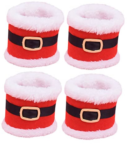 Ciieeo 4 Stück Weihnachten Serviettenrollen-Set Christmas Decorations Table weihnachtsdeko Schreibtisch Krippenschmuck Strumpffüller Retro-Dekor Vintage-Dekor Santa Serviettenringe Stoff