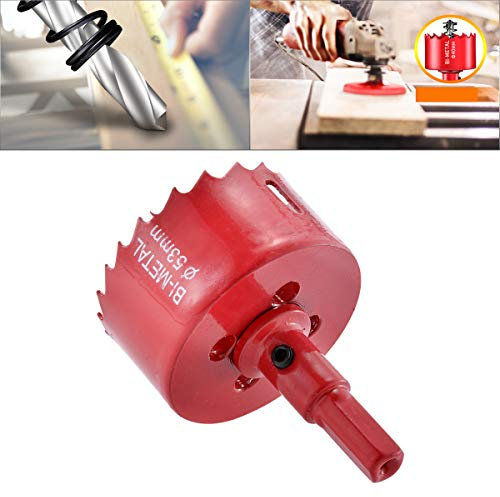 HOHXEN Lochsäge 53mm, M42 HSS Heavy Duty Bi-Metall Lochsäge mit Positionierbohrer zum Schneiden von Mildstahl, Edelstahl, Gusseisen, Messing, Aluminium, Holz, PVC-Rohr, Gipskarton, Dichtebrett - Rot