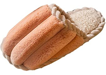 Generico Donna Piscina con Pelo da Lavoro Infradito Colore Pantofole da Donna in Peluche Scarpe in Peluche Verticale Cotone Caldo Solido Coppia Stripes Pantofola Donna con Tacco Rosa (Pink, 36-37)