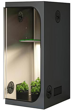 Mosnesrt Pflanzen Growzelt 60x60x140cm, 600D Hochdichtes Grow Tent Growtent, Anzuchtzelt, Gewächszelt, Wachstumszelt, Lichtdicht und Wasserdicht Growschrank für Homegrowing, Indoor-Anbau