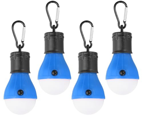 PATIKIL Camping Lantern, 4 Packs LED Tent Lamp Lights Bulb Portable Hanging Battery Powered 3 Lighting Modes with Clip Hook for Backpacking Camping Hiking, Blue