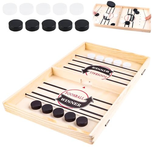 LOMUG Sling Puck Brettspiele, Foosball Winner Board Game, 2 in 1 Hockey Brettspiel 2 Personen Eishockey Tischspiel Portable Eltern-Kind Interaktion Match-Spiel Kinder Weihnachten Geburtstag