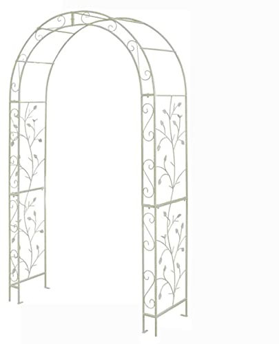 XNXYSMKJ Wrought Iron White Arch Flower Stand Outdoor Terrace Garden Flower Plant Climbing Rattan Stand (beige 1.2m)