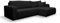 VENASI MÖBEL Luna XL Ecksofa mit Schlaffunktion und Bettkasten Cord-Stoff Schlafsofa Eckcouch Sofa (Schwarz)