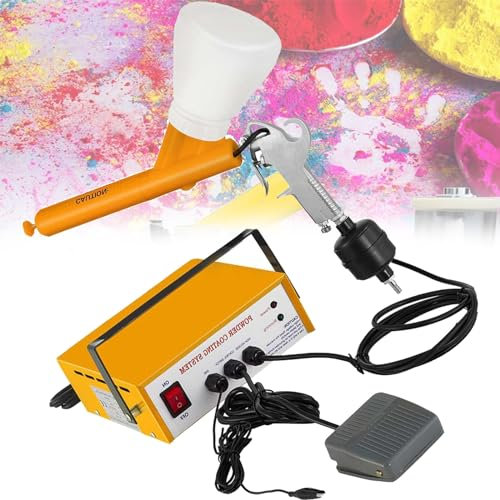 Electrostatic Powder Coating System Machine,Portable Electric Paint Spray Gun,10-15psi 5 Stage Powder Coating System Kits (Yellow)