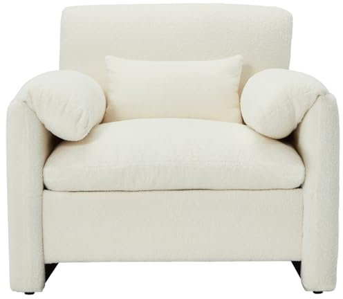 UNIONLINE Ohrensessel Armlehnensessel, Modernes Design Relaxsessel Chenille-Stoff Einzelsofa, übergroßer Sessel, dekorativer Stuhl, Geeignet für Wohnzimmer und Schlafzimmer, Weiß