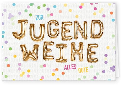 PremiumLine Glückwunschkarte zur Jugendweihe | 1 Stück mit Umschlag | Jugendweihekarte, Grußkarte, Klappkarte mit Spruch, innen Blanko | 11,5 x 17 cm