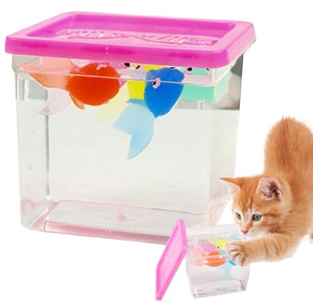 Generisch Spielzeugfischtank für Katze, kleines Aquarium mit bewegenden künstlichen Fisch, Simulation Miniatur Fish Tank Cat Fischerei Spielzeug, Spielen Sie Figur Playsets für Party -Gefälligkeiten