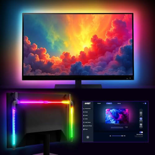Fosmon Gaming Light Bar (27-32 inch) Monitor LED Backlight, USB-Powered RGB Lights with Customizable Settings and Secure Mounting for Monitor, PC, Computer