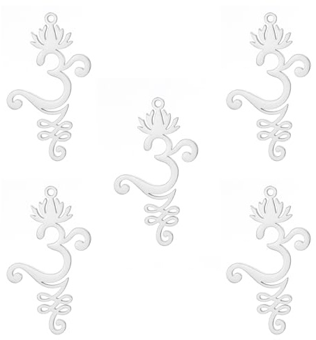 kkjoy 5Pcs Lotos Unalomen Yoga DIY Charms für die Schmuckherstellung und Handwerk, Edelstahl Schmuckanhänger Zubehör für Machen Armbänder Halskette Ohrringe (Lotos Unalomen 4)