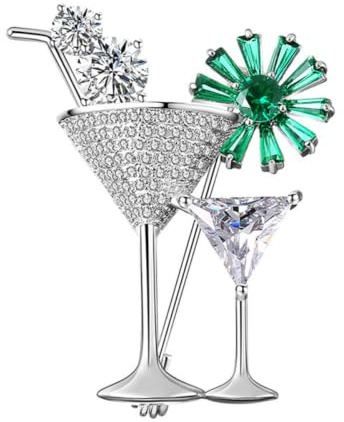 Broche Cocktail Verre Métal Ornement Ambiance Noël Banquets Élégants | Cuivre Argenté, Détail , Accessoire Vêtement Raffiné, Ornement Délicat pour Soirées, Bals