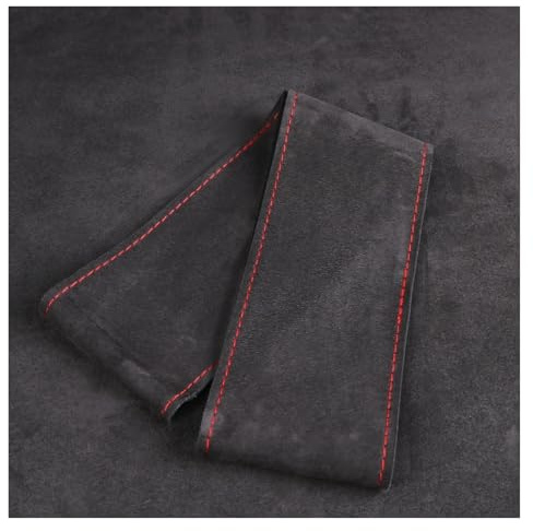 Lenkradhülle Für DIY Hand Nähen Auto Lenkrad Abdeckung Universal 38cm Wildleder Auto Lenkrad Geflecht Langlebig Auto Zubehör(Red line)