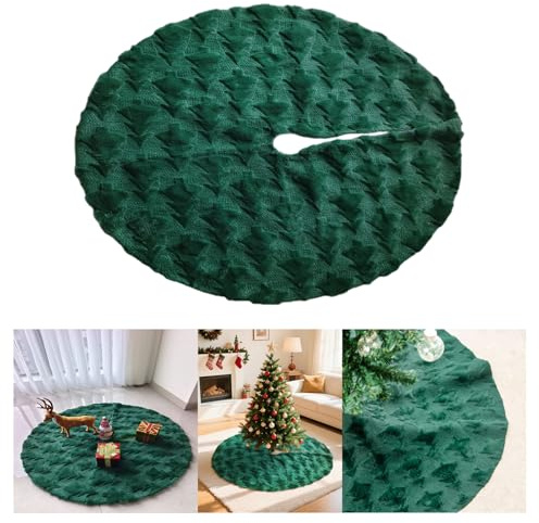 Weihnachtsbaumdecke, Grüner Plüsch Kunstfell Baumrock, Weihnachtsbaum Röck, Weihnachtsbaum Decke, Christbaum Unterlage für Festliche Dekoration, Weihnachtsfeier und Urlaubsschmuck (Green-78CM)