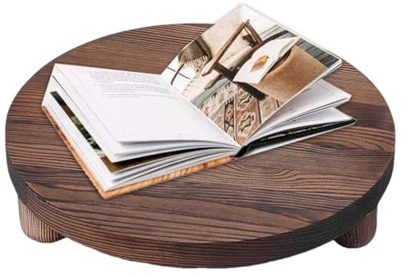 Rehausseur en bois – Présentoir rond sur pied – Plateau d'intérieur polyvalent pour salle de bain, cuisine et table, support décoratif pour comptoir et décoration d'intérieur, table, comptoir