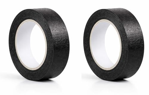 Xiciki 2 Stück Kreppband Schwarz, 20mm x 50m Abklebeband Maler Automotive Kreppband Leicht Abnehmbar Malerkrepp für Auto, Lackierarbeiten, Renovierung & Dekoration, Abdeckband