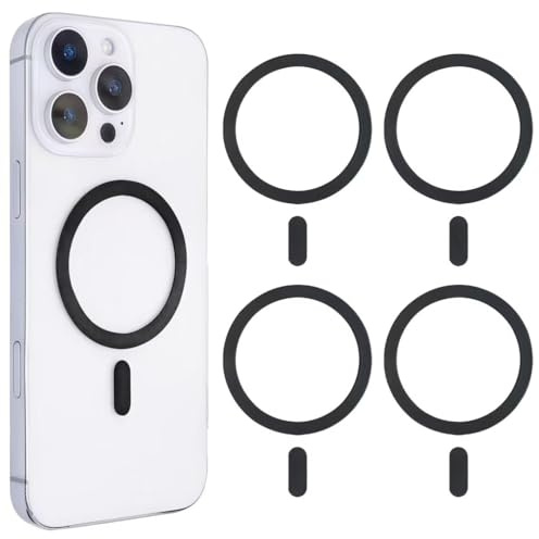 4PCS MagSafe Ring Sticker Ultra Strong Metal Rings, Universal Magnetic Ring for Phone Cases, Compatible with Magnetic Chargers, Car Holders & Card Wallets, Extra Strong Ultra Thin Black