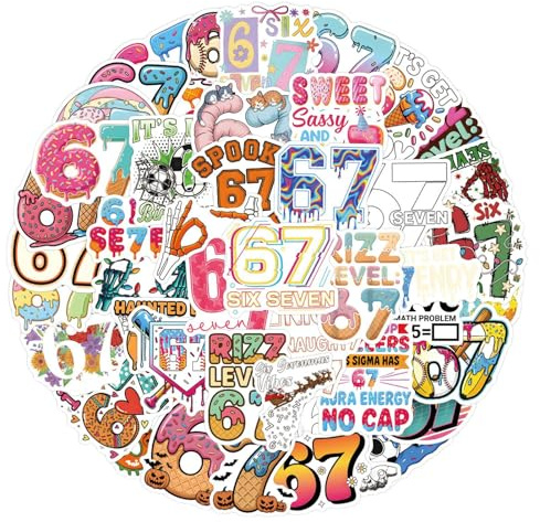67 Aufkleber Set - Lustige wasserfeste Vinyl Sticker für DIY Laptop, Handy, Wasserflasche, Koffer, Skateboard, Gitarre, Tagebuch, Scrapbook, Auto, Wand | Geschenk für Jugendliche & Erwachsene