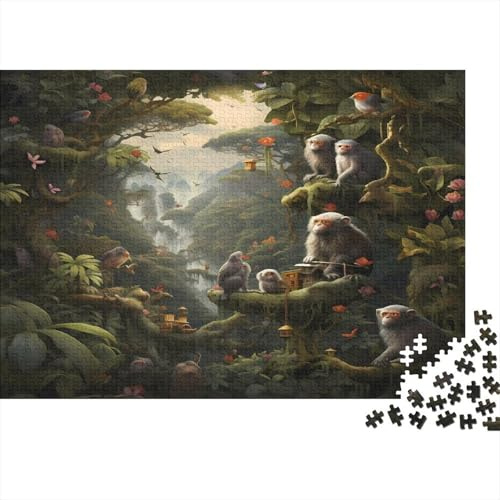 Jungle Monkeys—Fantasy Wildlife Art Jigsaw Puzzle Sloth Family Print Puzzle for The Whole Family to Enjoy during Game Nights And Gatherings 52x38cm/1000pcs