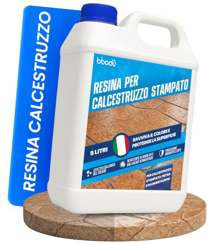 BIBODU Resina Hormigón Impreso 5 L | Sellador Protector con Realzador de Color | Protege contra Agua y Suciedad | Apto para Hormigón Impreso, Cemento y Piedra | Interior & Exterior - Base Agua