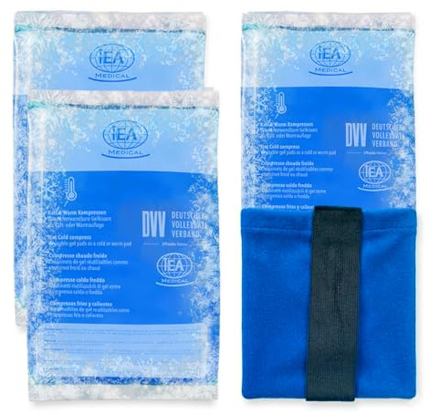 IEA Medical Kalt-Warm-Kompresse 3er Set 12x20 cm Fleece – Gel-Kühlpack