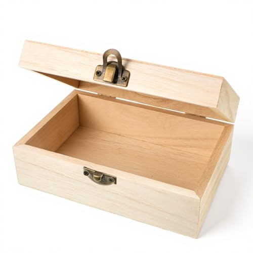 Unbemalte Holzbox Mit Klappdeckel, 15 X 10 X 6 Cm. Unbehandelte Holzbox Kleine Dekorative Kiefernholzbox Mit Verschluss Für Bastelarbeiten, Hochzeiten, DIY-Schmuck, Geschenke Und Aufbewahrung