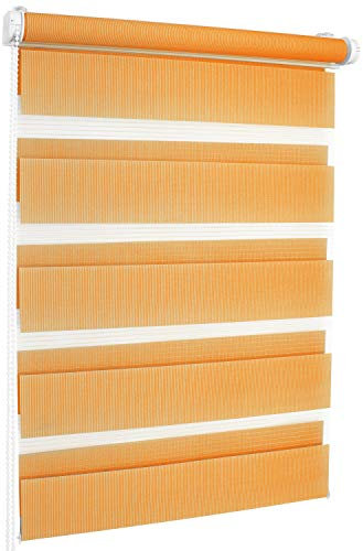 ROLLMAXXX Duo-rollo Doppelrollo Klemmfix ohne Bohren (65 x 150 cm, Orange)