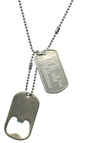 Graphotype™ Personalisierbares Hundemarken-Set mit Flaschenöffner und Hundemarke aus Edelstahl, mit Flaschenöffner und Ketten