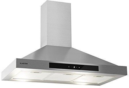 Klarstein Zelda 90 - Campana de extracción, Campana extractora de pared, 90 cm de ancho, Circulación de aire, Succión de hasta 650 m³/h, Filtro de aluminio para grasa, Acero inoxidable, Gris