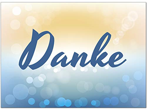 10 x Dankeskarten mit Umschlag - blau gelb Verlauf schön edel schlicht - Danksagungskarten, Danke sagen, nach Hochzeit, Geburt, Baby, Taufe, Geburtstag, Kommunion, Konfirmation, Jugendweihe