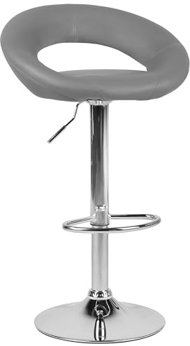 Beliani Set of 2 Modern Swivel Height Adjustable Bar Stools Faux Leather Grey Peoria