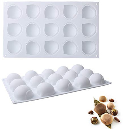 dutis Moule à Gâteau Décoratif 15 Cavités Noisette 3D Silicone Moule Blanc 29,5 x 17 x 2,4 cm pour Gâteaux, Pain, Mousse, Gelée, Chocolat, Glaçons