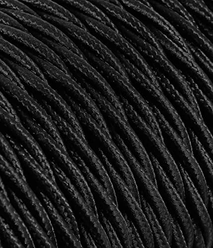 Cavo Elettrico Treccia/Trecciato Rivestito in Tessuto. Colore Nero. Sezione 3x1.50 (5 Metri)