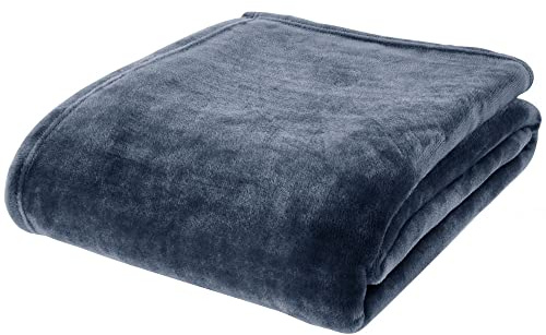 Catherine Lansfield Extra Large Raschel Velvet Touch 200x240cm Blanket Throw Navy Blue