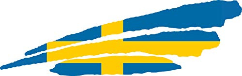 Indigos UG Aufkleber Fahne Schweden Sweden 3 Streifen 200x51 mm Heckscheibe Heckscheiben Aufkleber Boot Auto Laptop Tuning Sticker LKW